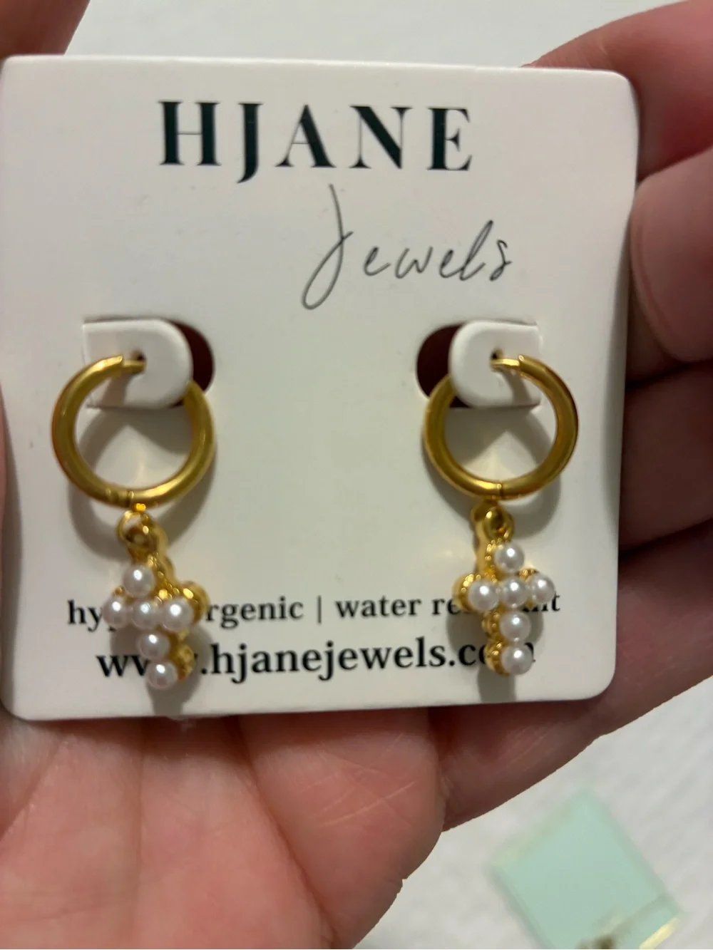 HJaneJewels Gold Hoop Earrings with Pearl Cluster